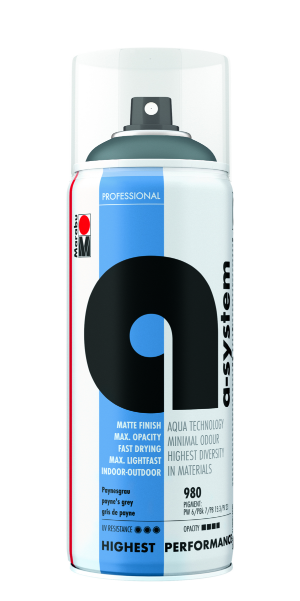 Marabu asystem 400 ml Paynesgrau, Professional SprayPaint 21200 018 980