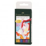 PITT Artist Pen 6er Set Brush Basic mit 6 Farbtönen
