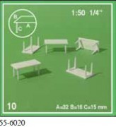 Polystyrol Tische 4 Beine Rechteck 1:50 10 Stück
