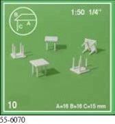 Polystyrol Tische 4 Beine Quadrat 1:50 10 Stück